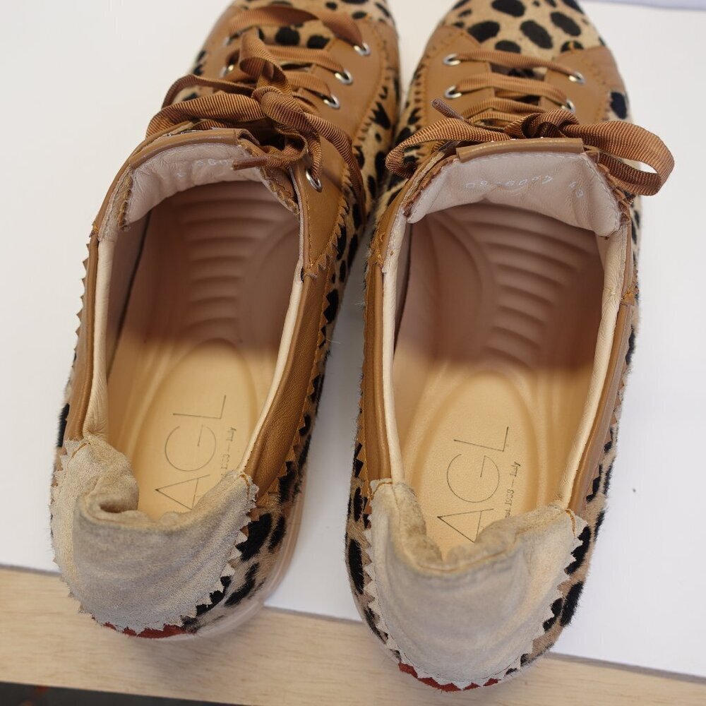 AGL Attilio Giusti Women's Sneaker Genuine Calf Hair Animal Print Size 43 - Picture 6 of 9